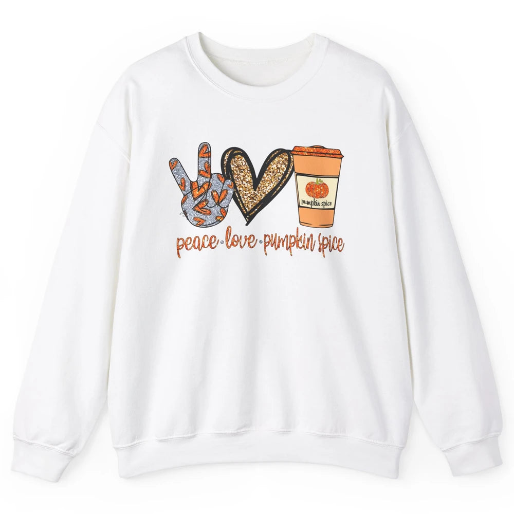 Peace Love Fall Pumpkin Spice Fall Halloween Thanksgiving Unisex Crewneck Sweatshirt