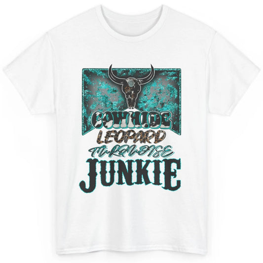 Bull Skull Cowhide Leopard Turquoise Junkie Western Country Classic Unisex T-Shirt