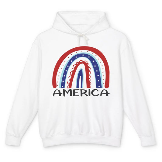 US Flag America Rainbow July 4th American Patriots Gift Unisex Lightweight Hoodie