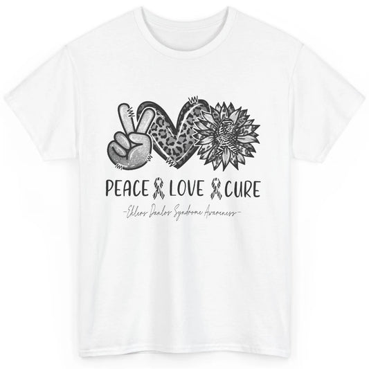 Ehlers Danlos Syndrome EDS Peace Love Cure Leopard Sunflower Classic Unisex T-Shirt