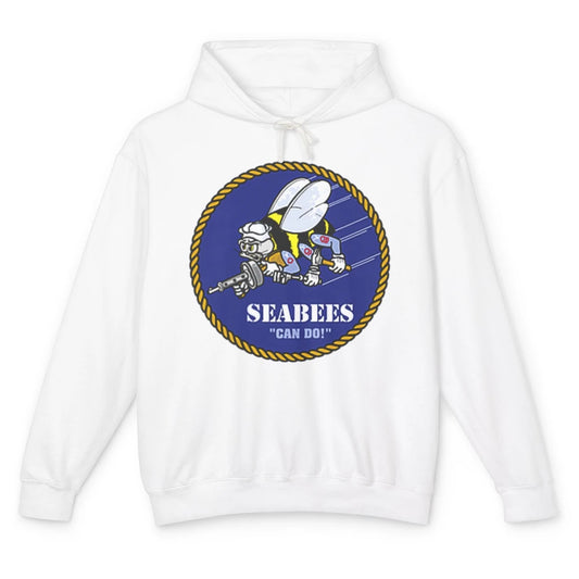 Funny Seabees Construction Battalions Bee Strong Builder Pun Unisex Lightweight Hoodie