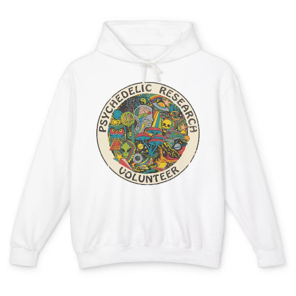 Retro Design Research Volunteer Psychedelic Mushroom Vintage Unisex Lightweight Hoodie