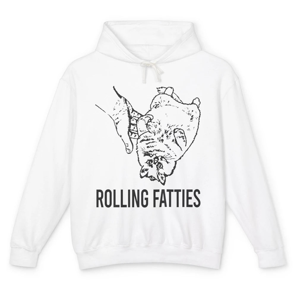 Rolling Fatties Funny Cat Cute Kitten Minimalist Graphic Paw Unisex Lightweight Hoodie