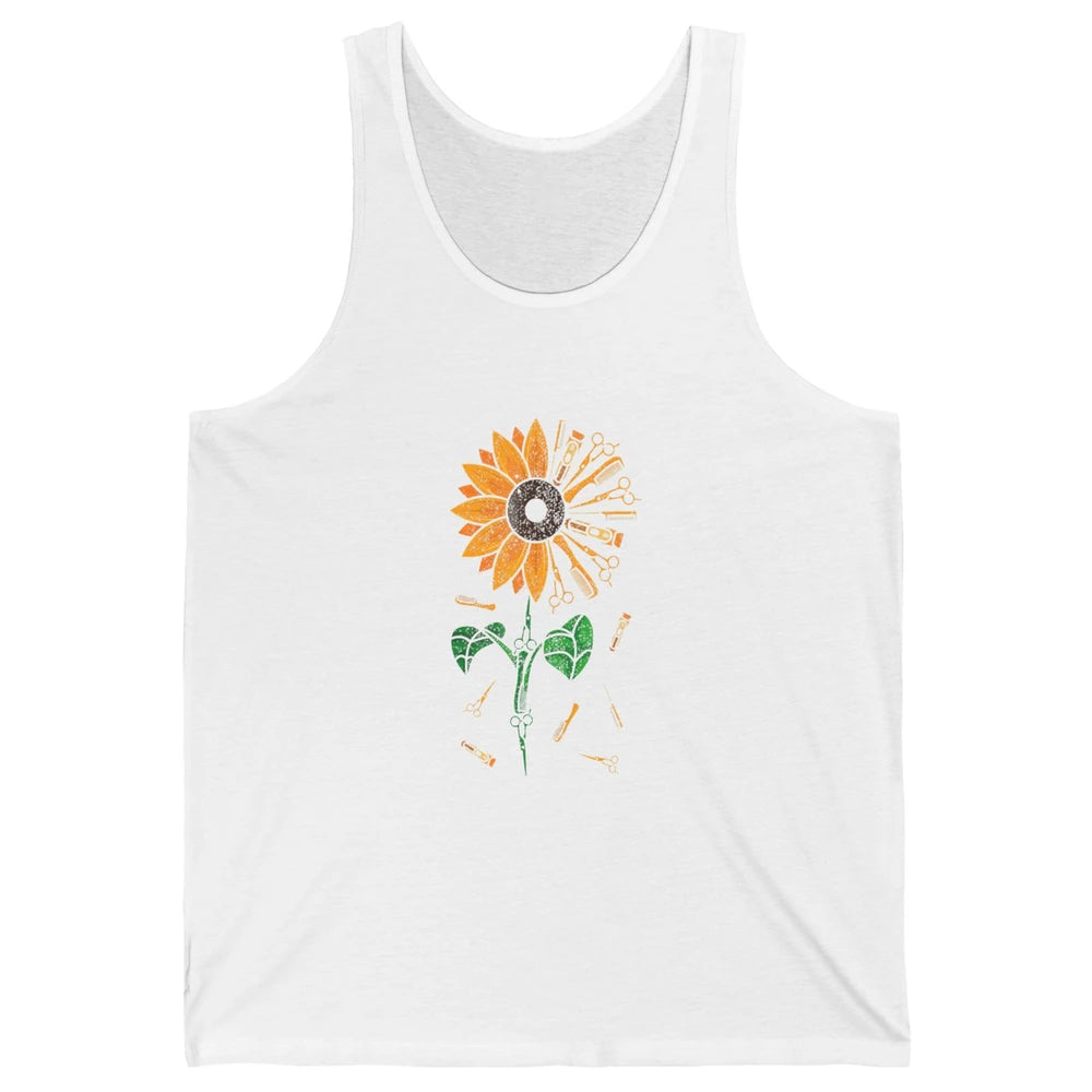 Barber Tool Sunflower Style Hairstylist Hairdresser Vintage Unisex Jersey Tank