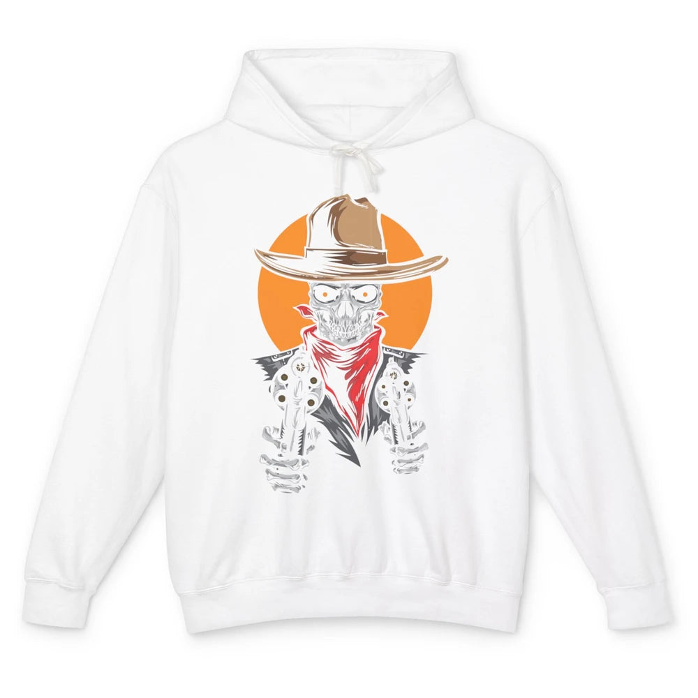 Retro West Wild Cowboy Skull Western Country Rodeo Skeleton Unisex Lightweight Hoodie