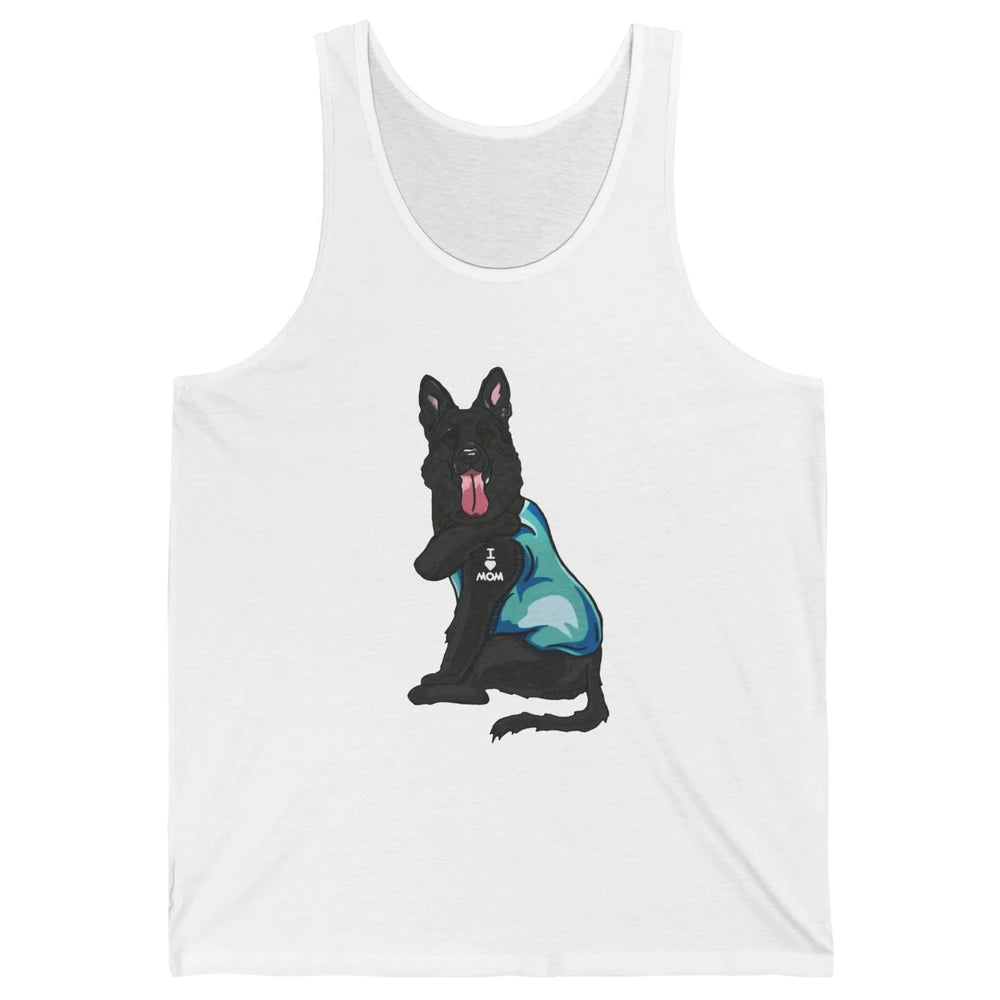 Black German Shepherd I Heart Mom Dog Mom Mother's Day Gift Unisex Jersey Tank