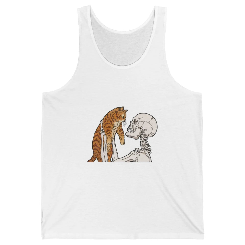 Cat And Skeleton Best Friends Of Cat Funny Orange Cat Kitten Unisex Jersey Tank