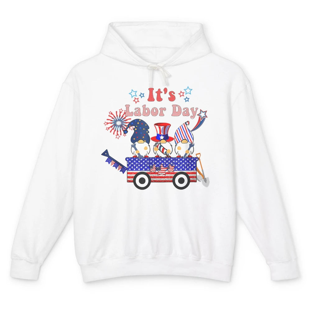 Funny Gnomes Gnomies Happy Labor Day Party American Flag Unisex Lightweight Hoodie