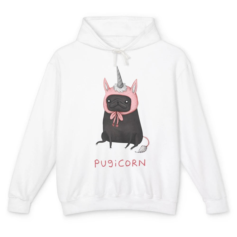 Funny Pug Unicorn Parody Costume Pug Mom Animal Humorous Unisex Lightweight Hoodie