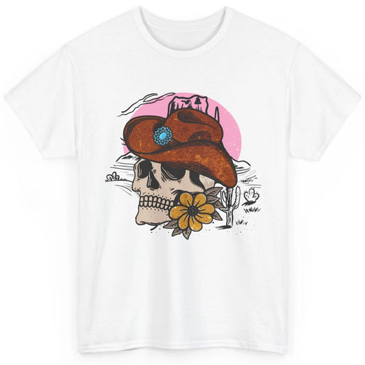 Skull Desert Cactus Cowboy Gemstone Hat Western Country Girl Classic Unisex T-Shirt