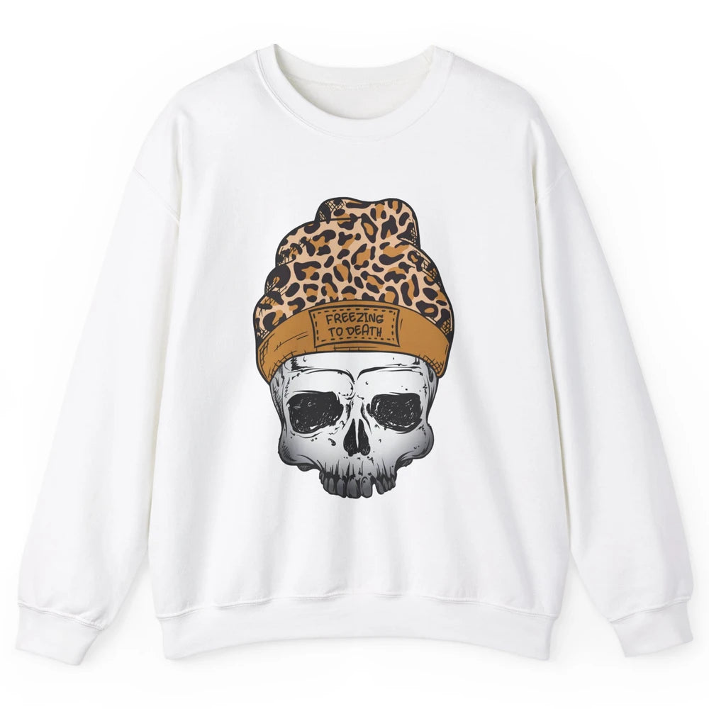 Leopard Skull Freezing To Death Snowflakes Christmas Winter Unisex Crewneck Sweatshirt