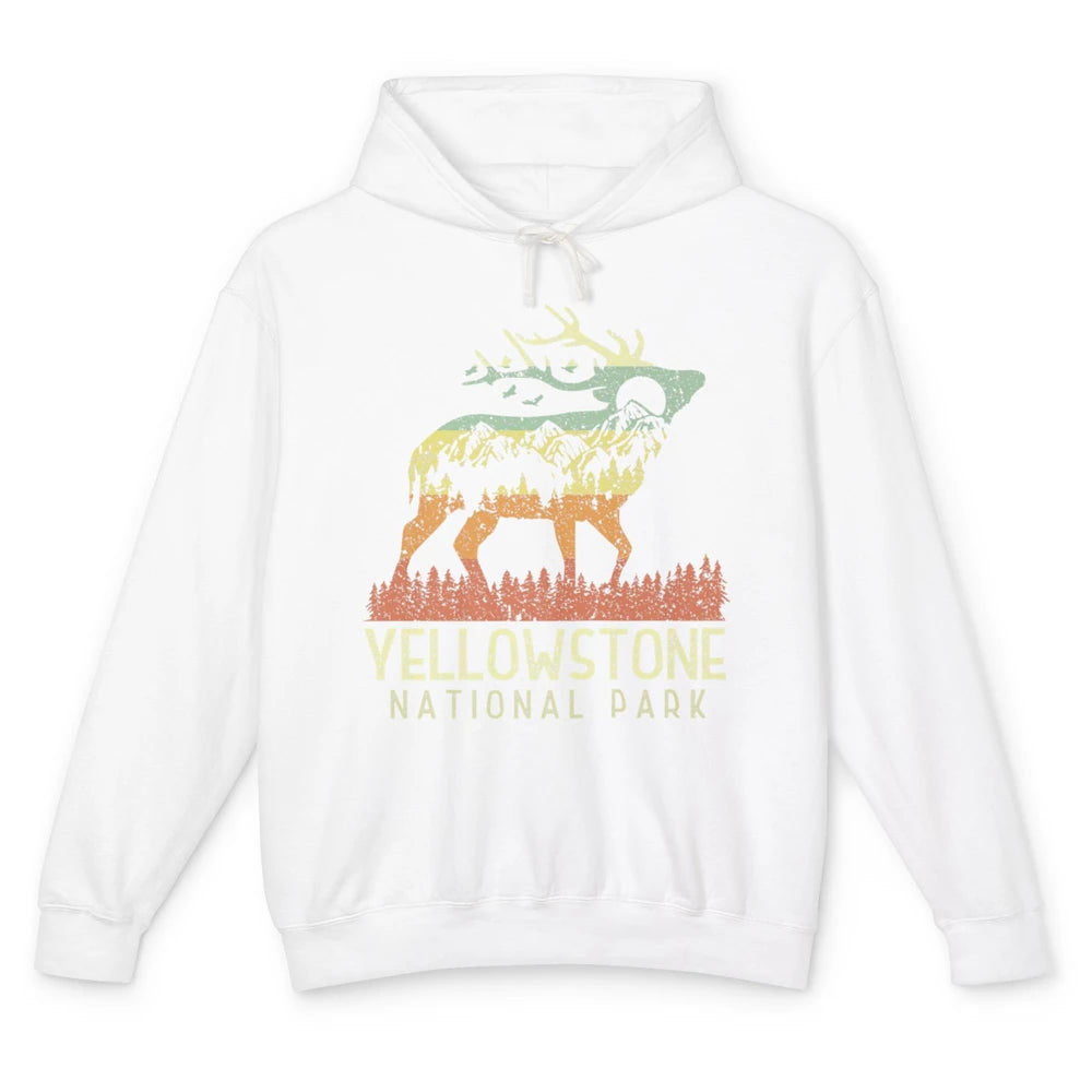 Yellowstone National Park Reindeer Mountains Vintage Outdoor Unisex Lightweight Hoodie