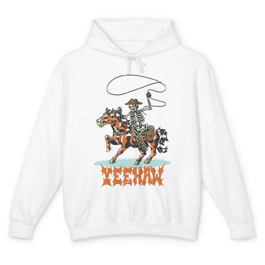 Retro Skeleton Cowboy Yeehaw Western Country Cowgirl Horses Unisex Lightweight Hoodie