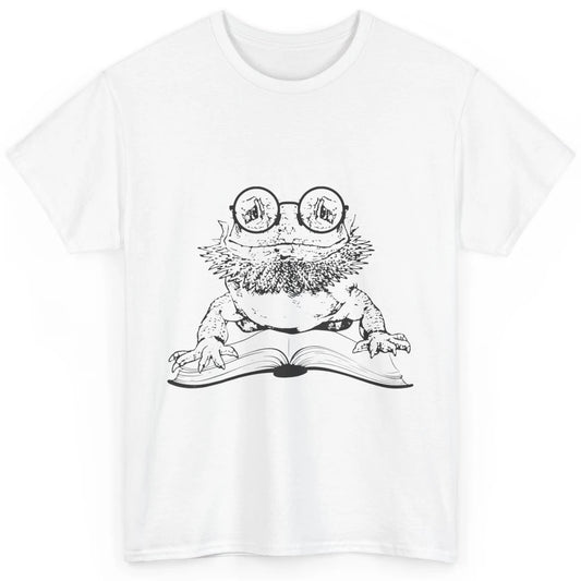 Bearded Dragon Glasses Reading Books Bookworm Funny Animal Classic Unisex T-Shirt