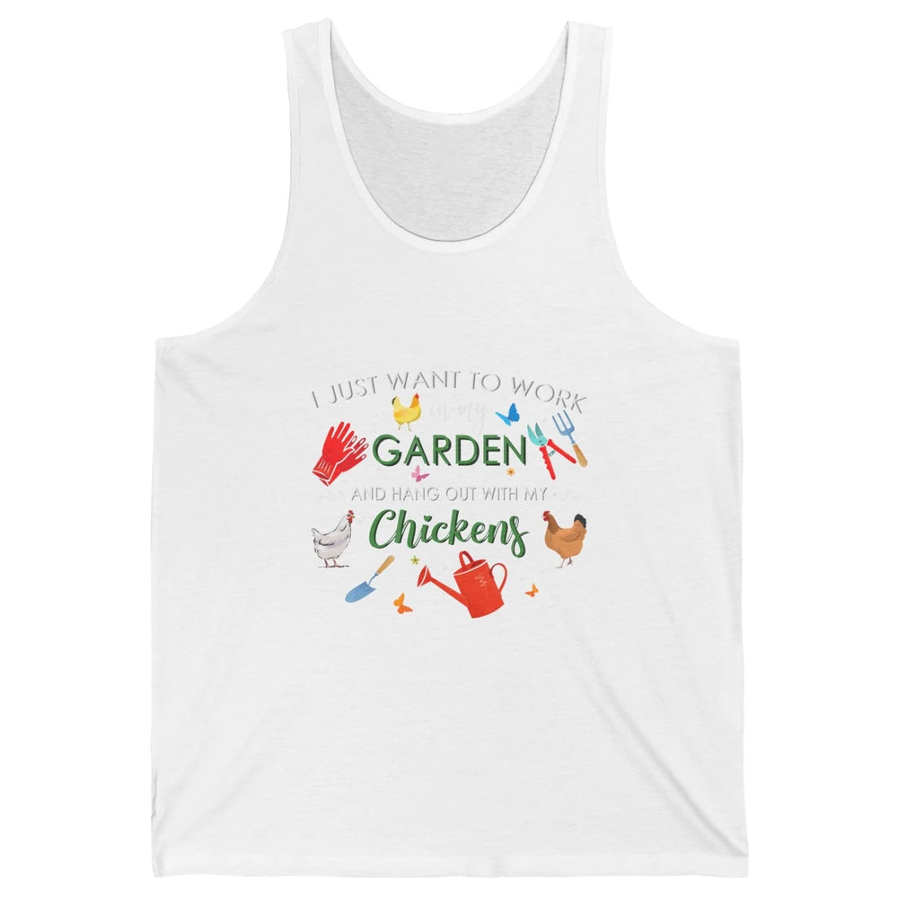 Work In My Garden And Hang Out With Chickens Hen Farming Unisex Jersey Tank