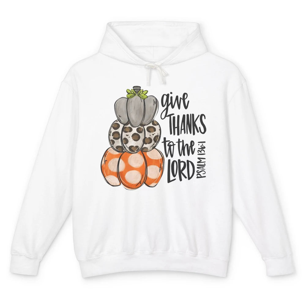 Retro Pumpkin Give Thanks To The Lord Christian Thanksgiving Unisex Lightweight Hoodie