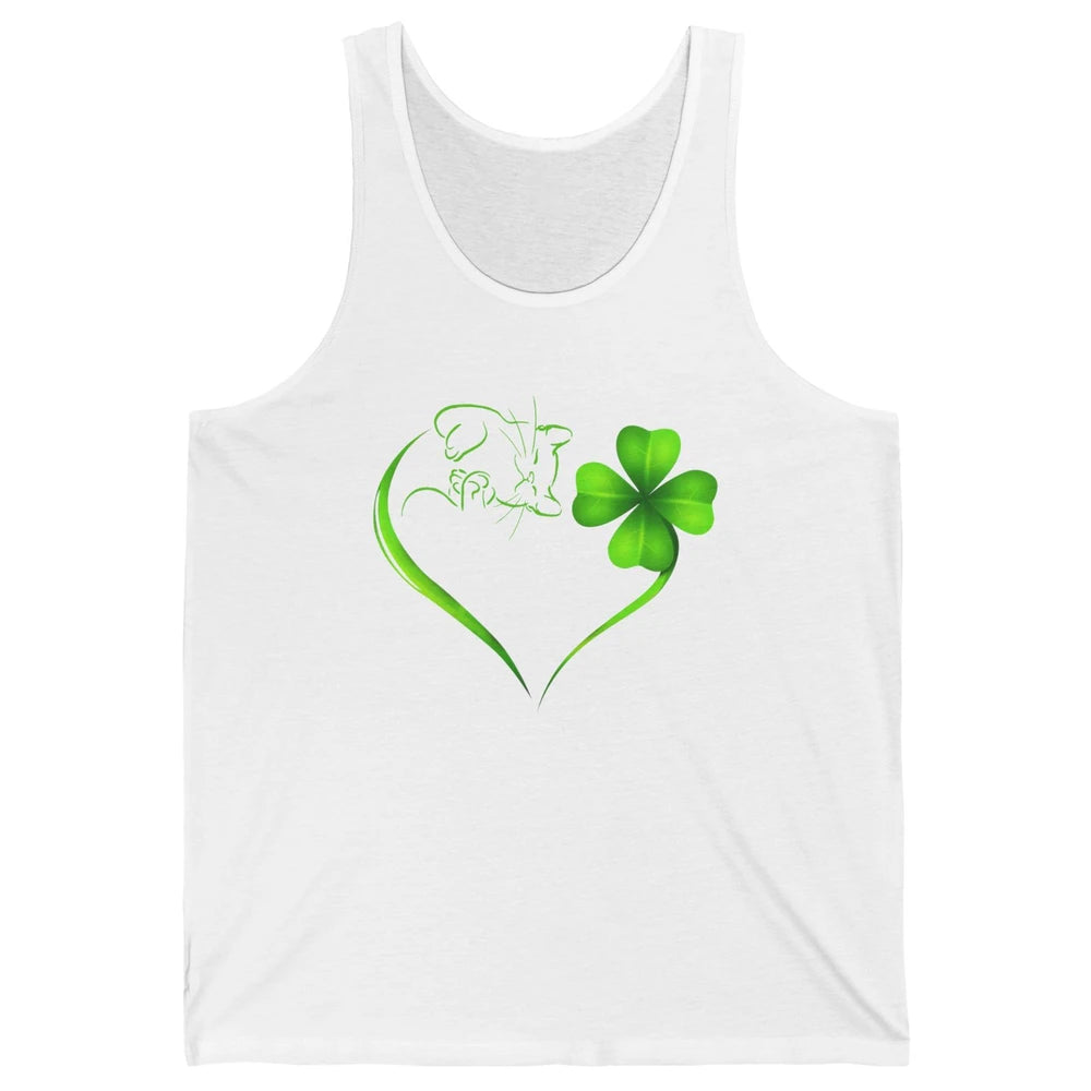 St Patricks Day Cat Shamrock Heart Go Lucky St Paddy Day Unisex Jersey Tank