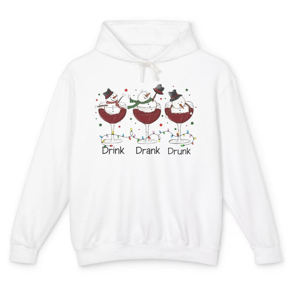 Funny Snowman Wine Christmas Drink Drank Drunk Christmas Unisex Lightweight Hoodie