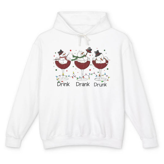 Funny Snowman Wine Christmas Drink Drank Drunk Christmas Unisex Lightweight Hoodie