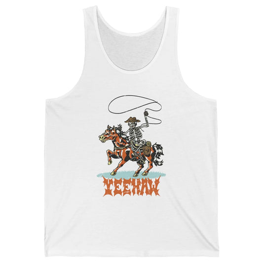 Retro Skeleton Cowboy Yeehaw Western Country Cowgirl Horses Unisex Jersey Tank