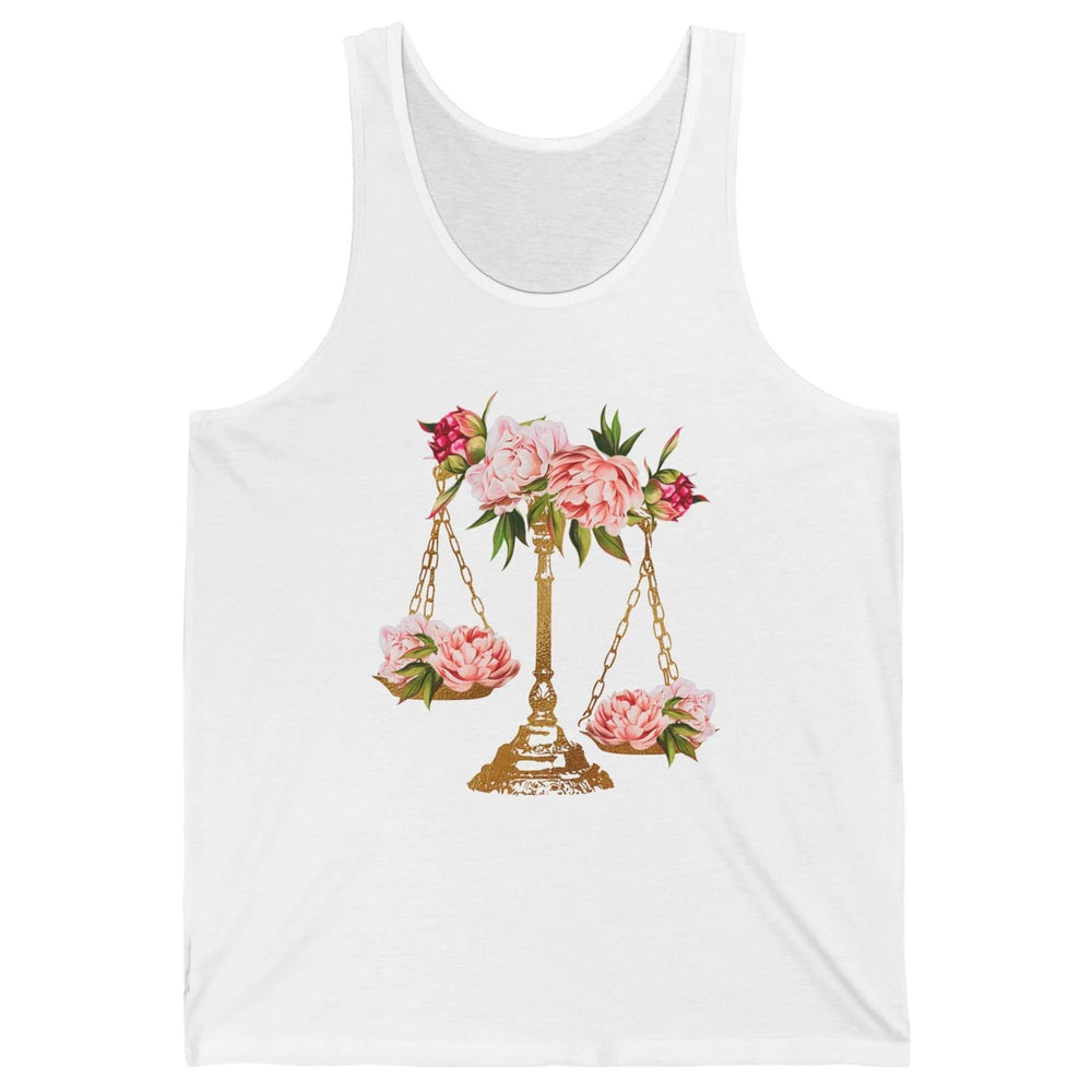 Wildflowers Lawyer Office Scales Decor Justice Law School Unisex Jersey Tank