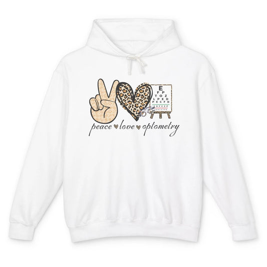 Peace Love Optometry Leopard Optometrist Optician Life Gift Unisex Lightweight Hoodie