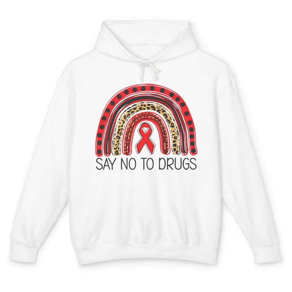 Red Ribbon Week Awareness Leopard Rainbow Say No To Drugs Unisex Lightweight Hoodie