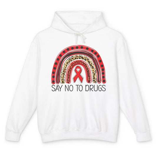 Red Ribbon Week Awareness Leopard Rainbow Say No To Drugs Unisex Lightweight Hoodie