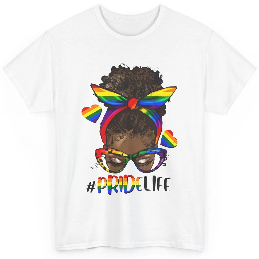 Black Melanin Messy Bun Rainbow Bandana Pride Life LGBTQ Classic Unisex T-Shirt