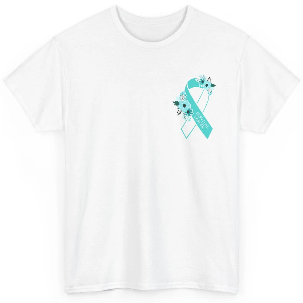 Cervical Cancer Awareness Support Turquoise Ribbon Pocket Sz Classic Unisex T-Shirt