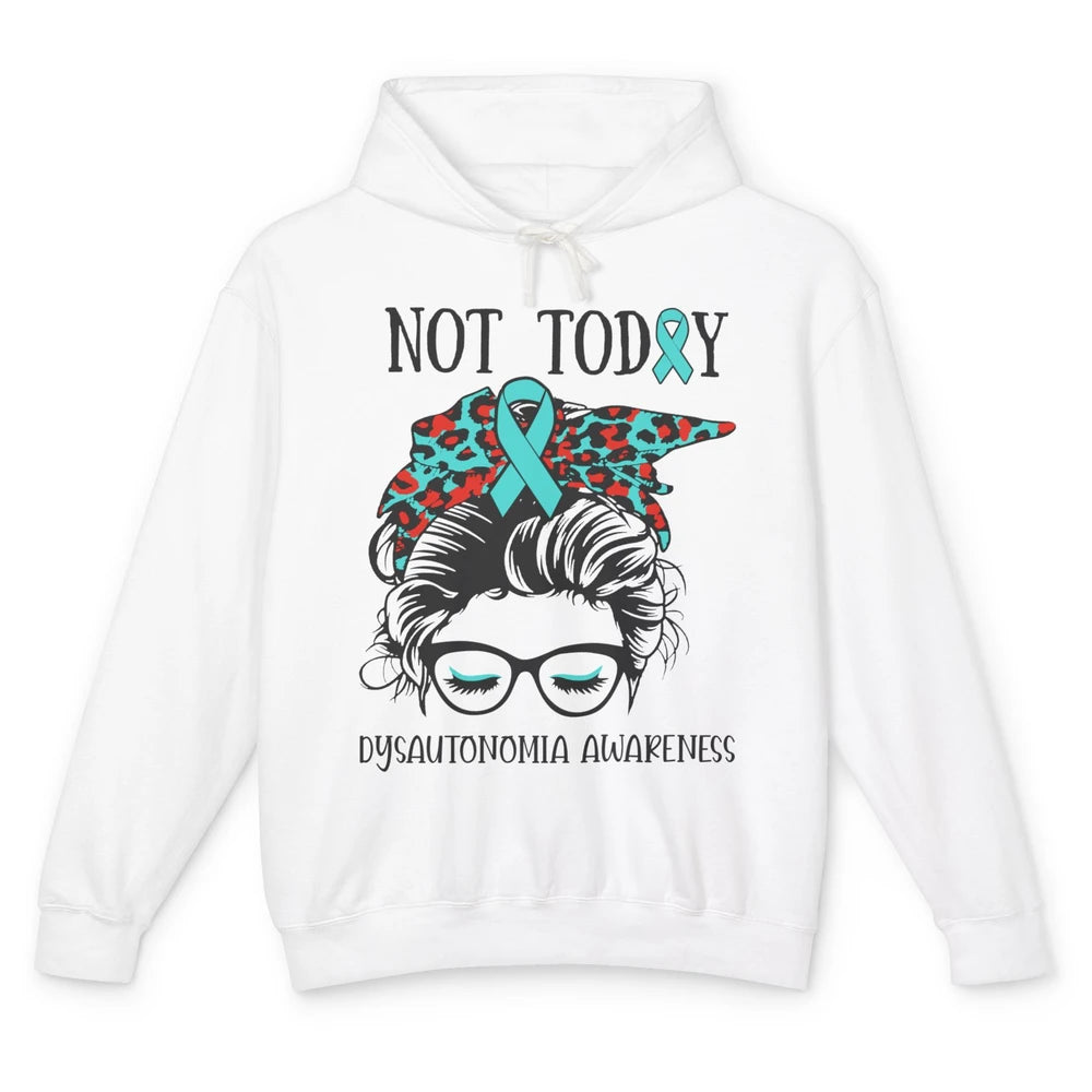 Dysautonomia Awareness Ribbon Not Today Messy Bun Leopard Unisex Lightweight Hoodie