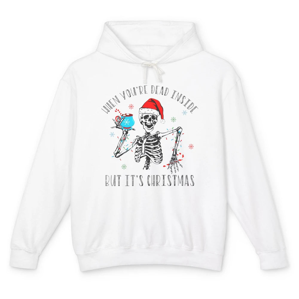 Funny Skeleton Christmas Dancing Dead Inside But Its Holiday Unisex Lightweight Hoodie