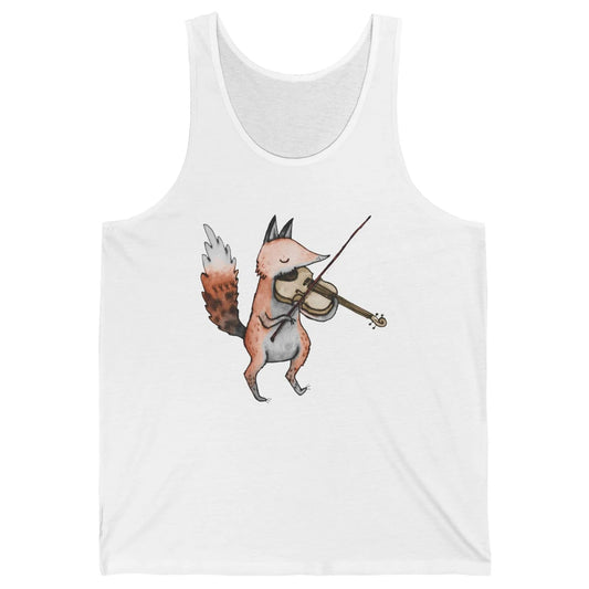 Vintage Fox Playing Violin Funny Violinist Musician Gift Unisex Jersey Tank