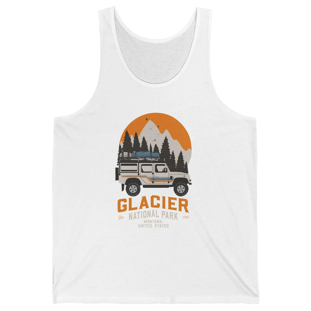 Vintage Glacier National Park Montana Road Trip Camping Unisex Jersey Tank