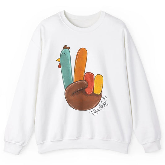 Funny Turkey Peace Sign Thankful Thanksgiving Gift Halloween Unisex Crewneck Sweatshirt