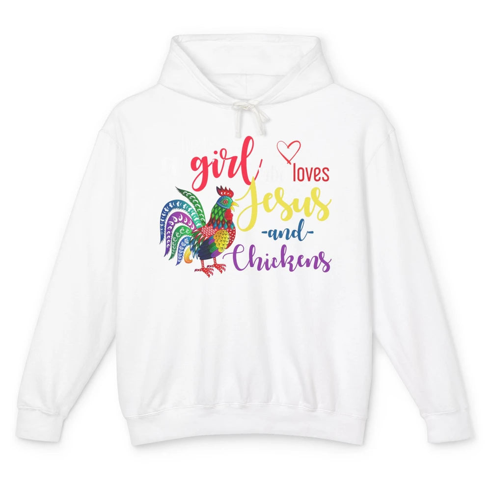 Just A Girl Loves Christian Chicken Farmer Jesus Christ God Unisex Lightweight Hoodie