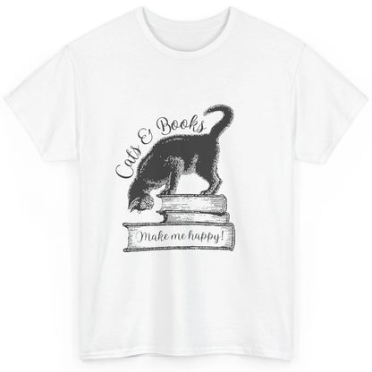 Black Cat Make Me Happy Reading Book Retro Kitten Bookish Classic Unisex T-Shirt