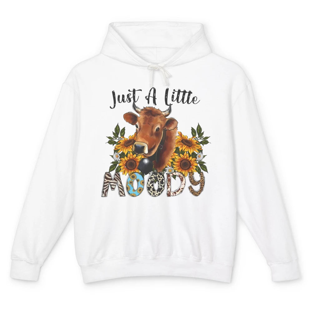 Sunflower Cow Just A Little Moody Leopard Western Country Unisex Lightweight Hoodie