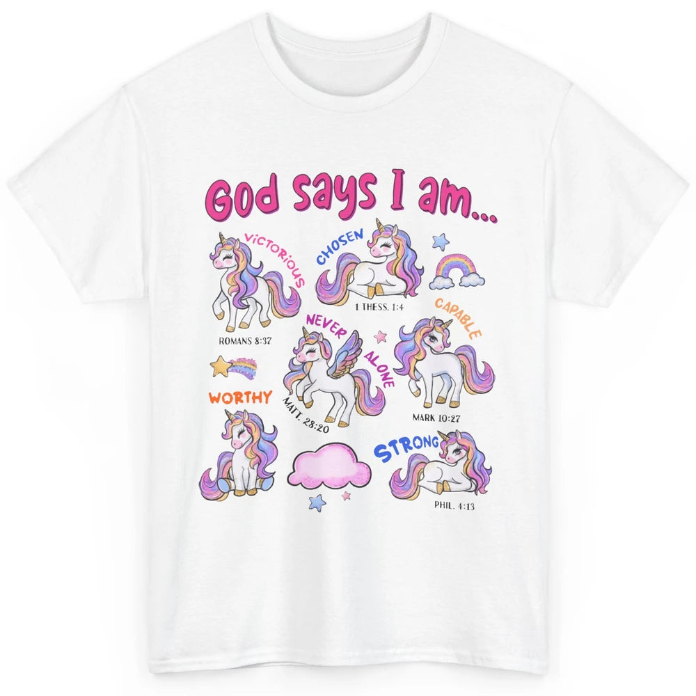 Christian God Says I Am Unicorn Bible Verse Religious Girl Classic Unisex T-Shirt