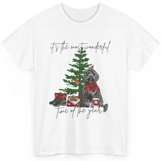 Black Golden Labradoodle Christmas Tree Most Wonderful Time Classic Unisex T-Shirt