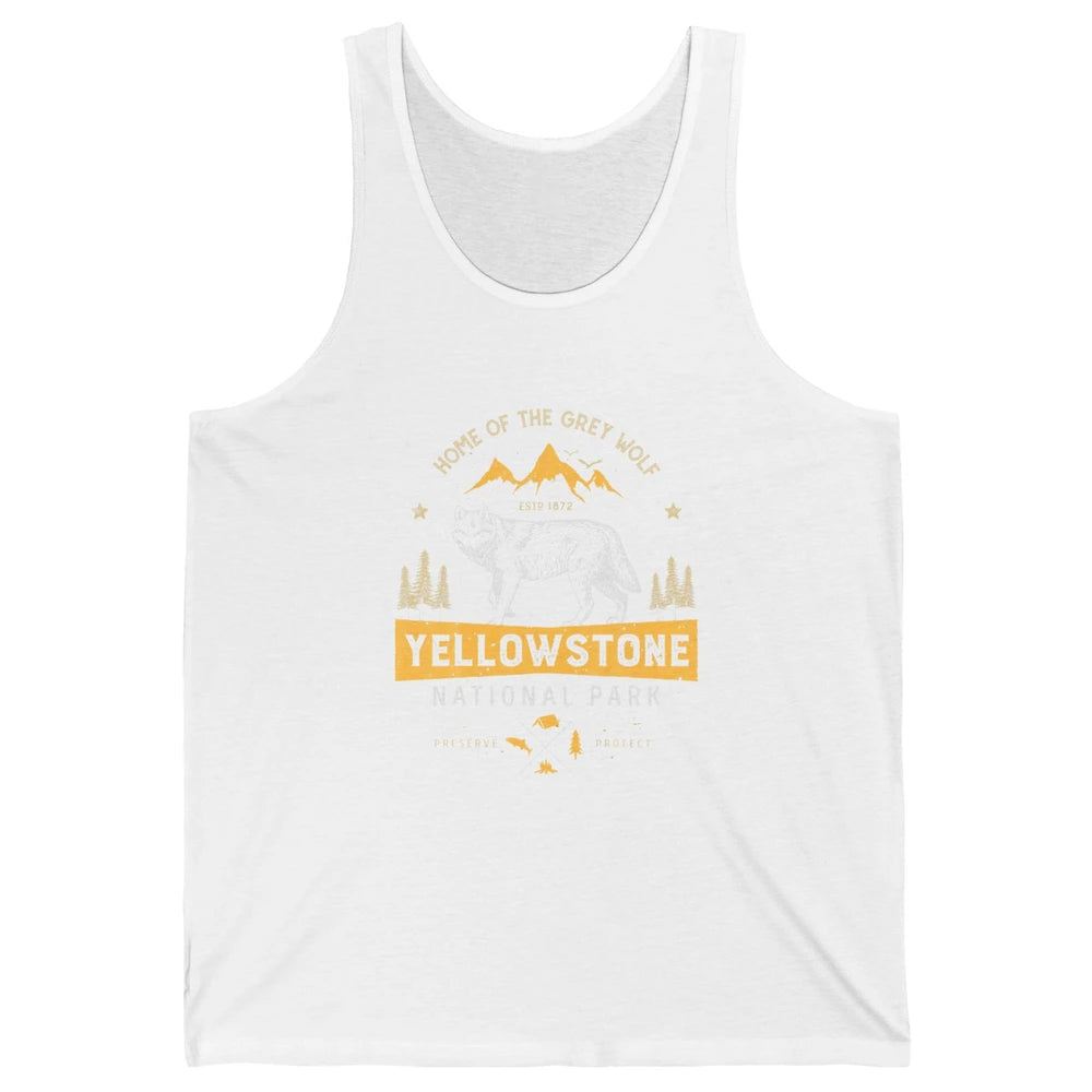 Yellowstone National Park Home Grey Wolf Vintage Wild Nature Unisex Jersey Tank