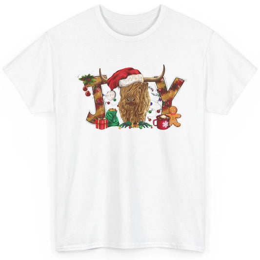 Highland Cow Joy Santa Hat Gingerbread Christmas Farm Gift Classic Unisex T-Shirt