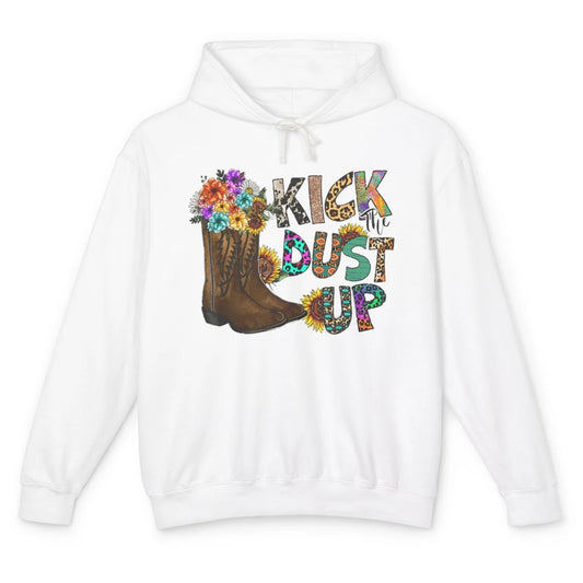 Floral Cowgirl Boots Kick Dust Up Sunflower Leopard Rodeo Unisex Lightweight Hoodie