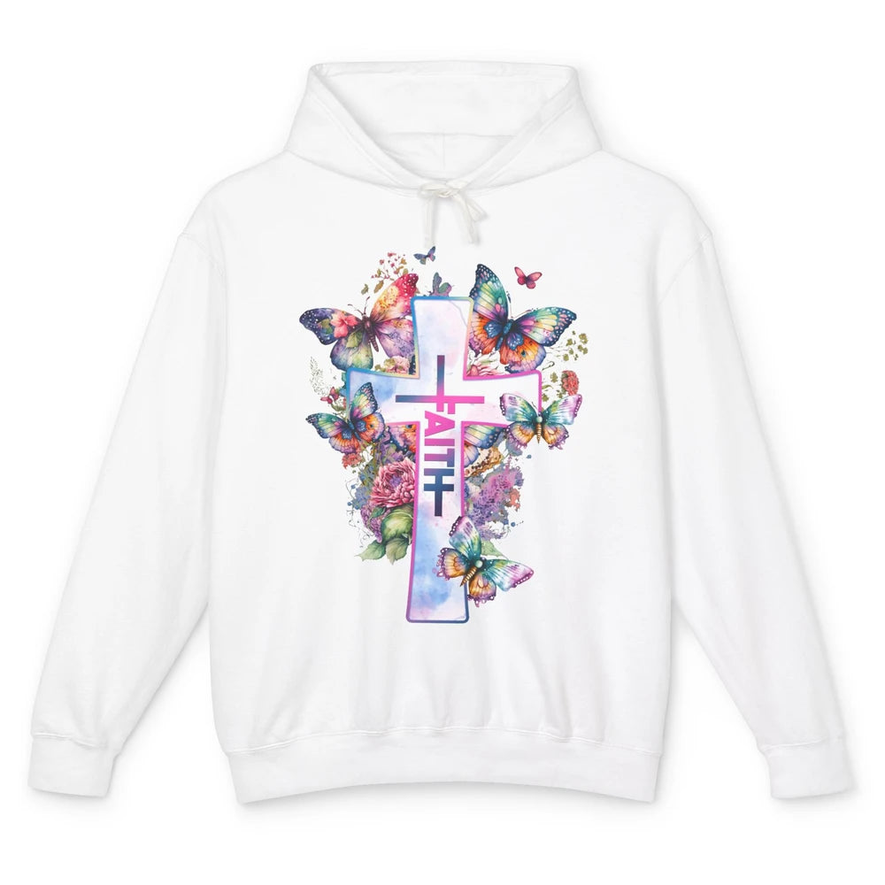 Christian Butterflies Jesus Cross Faith Bible Religious Unisex Lightweight Hoodie