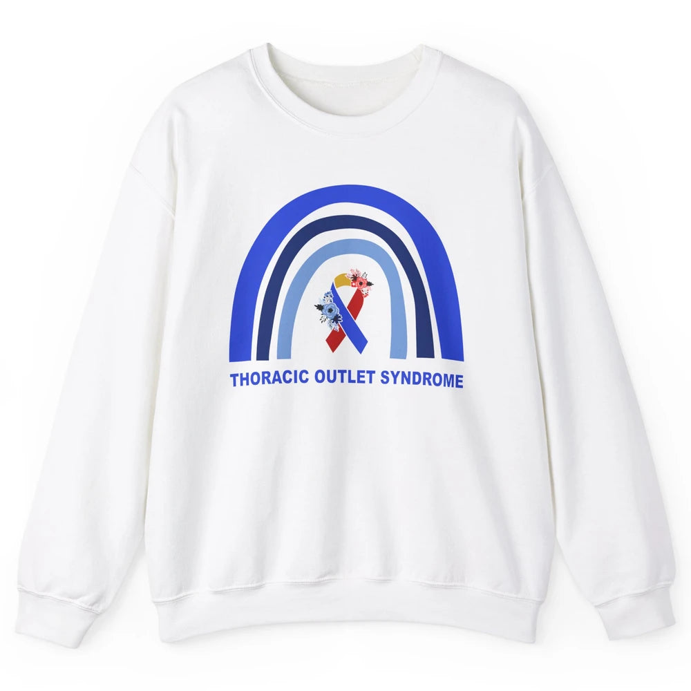 Thoracic Outlet Syndrome Awareness Floral Blue Red Ribbon Unisex Crewneck Sweatshirt