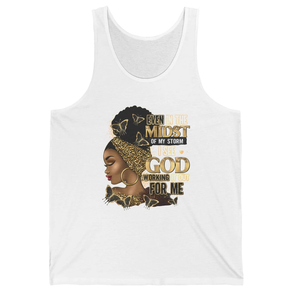 Black Girl In The Midst Of Storm Afro Woman Christian Belief Unisex Jersey Tank