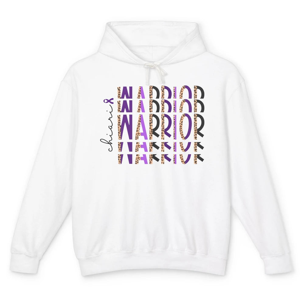 Chiari Warrior Leopard Purple Ribbon Chiari Awareness Month Unisex Lightweight Hoodie