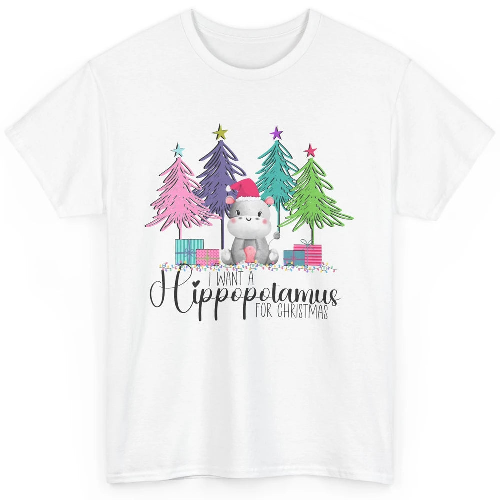 I Want A Hippopotamus For Christmas Tree Hippo Doodle Draw Classic Unisex T-Shirt