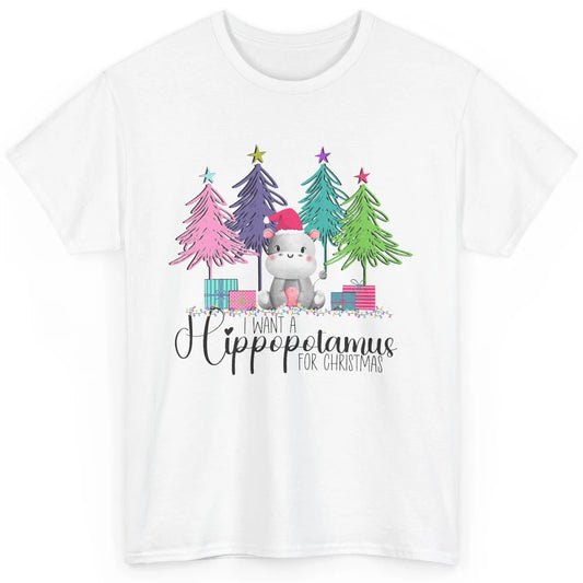 I Want A Hippopotamus For Christmas Tree Hippo Doodle Draw Classic Unisex T-Shirt