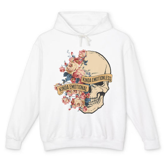 Kinda Emotional Emotionless Flower Skull Vintage Skeleton Unisex Lightweight Hoodie